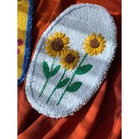 Punch Needle Wandbehang, Sonnenblumen-Wand-Dekor, Handgetuftete Blumen-Wand-Dekor von FireflyPunch