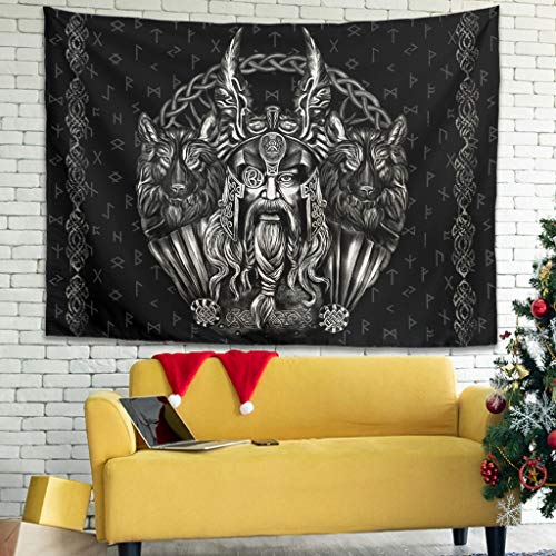 Firelife Wikinger Odin Runen Wandteppich Wandbehang Tuch Wandtuch Tapestry Tapisserie Wanddeko für Schlafzimmer Wohnzimmer Strandtücher Picknickdecke White 230x150cm von Firelife