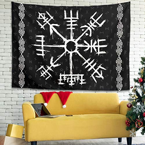 Firelife Wikinger Runen Wandteppich Wandbehang Tuch Wandtuch Wall Hanging Tapisserie Wanddeko für Schlafzimmer Wohnzimmer Strandtücher Picknickdecke White 200x150cm von Firelife