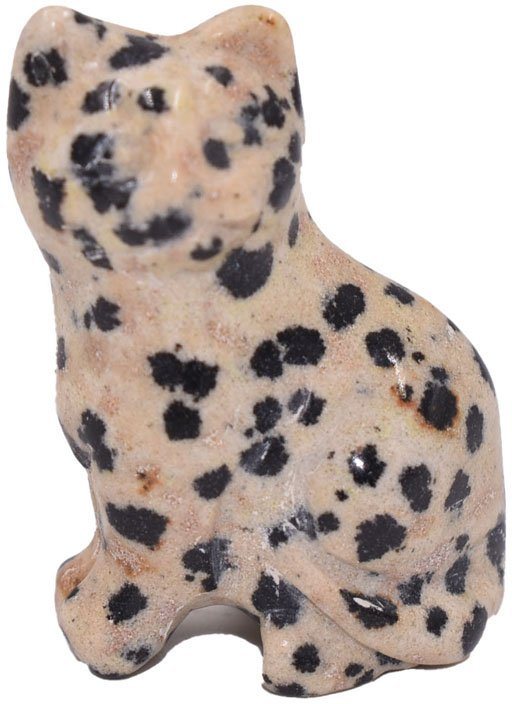 Firetti Tierfigur Schmuck Geschenk Dekofigur Farbstein Edelstein Katze Jaspis (1 St), Dalmatiner Jaspis von Firetti
