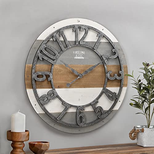FirsTime & Co. Wanduhren Holz rustikal grau braun weiß 68,58 cm von FirsTime & Co.