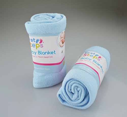 First Steps Baby Decken 2 Stück Fleece für Kinderwagen, Krippe, moses Korb oder Bett 70 x 70 cm von First Steps
