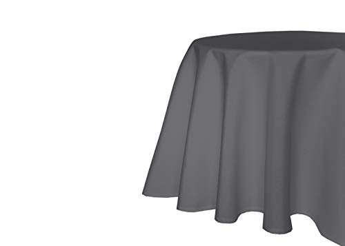 texpot Gartentischdecke 180 cm rund in Dunkelgrau mit Leinen Optik Lotuseffekt Fleckschutz Bügelfrei Tischdecke von texpot