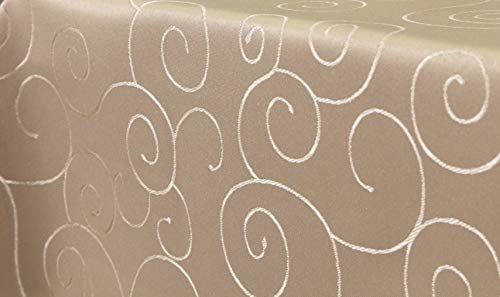 First-Tex Ornament Damast Tischdecke 130x220 oval Hellbraun* von First-Tex