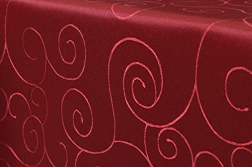 First-Tex Ornament Damast Tischdecke 135x180 oval rot* von First-Tex