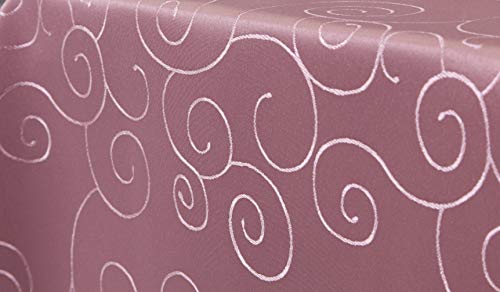 First-Tex Ornament Damast Tischdecke eckig 130x220 rosa* von First-Tex