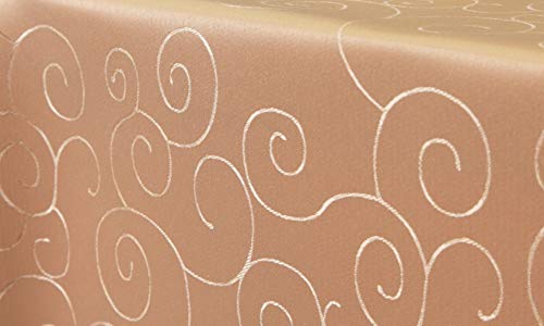 First-Tex Ornament Damast Tischdecke eckig 160x300 orange* von First-Tex