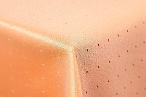 First-Tex Punkte Damast Tischdecke 130x220 oval orange terrakotta farbecht von First-Tex