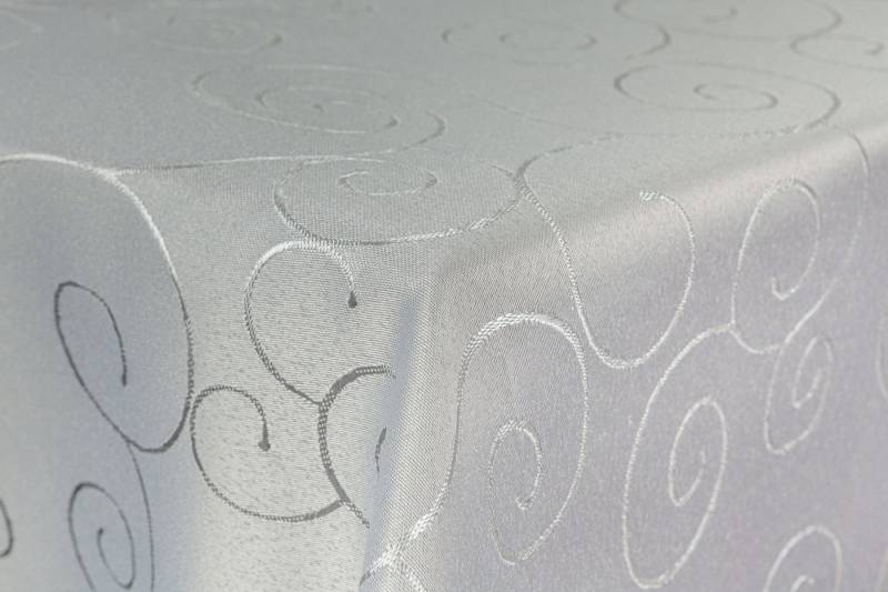 First-Tex Tischdecke, Ornament Damast Tischdecke 160x220 eckig in silber/hellgrau von First-Tex