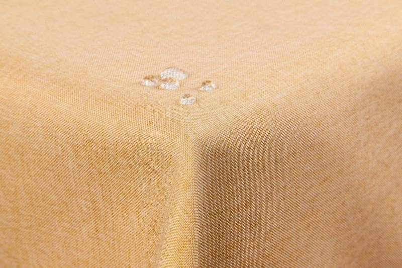 First-Tex Tischdecke, Tischdecke Leinenoptik Lotuseffekt abwaschbar 130x340 eckig in gelb von First-Tex