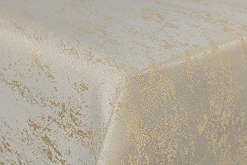 First-Tex Tischdecke Damast Jacquard Brilliant Meliert 110x110 in Creme/Champagner mit gerade Saumkante von First-Tex