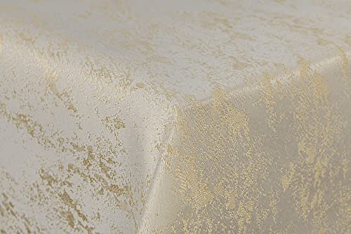 First-Tex Tischdecke Damast Jacquard Brilliant Meliert 130x160 eckig in Creme/Champagner mit gerade Saumkante von First-Tex