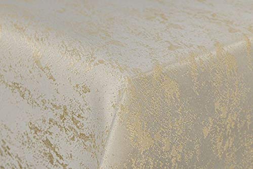 First-Tex Tischdecke Damast Jacquard Brilliant Meliert 130x260 in Creme/Champagner mit gerader Saumkante von First-Tex
