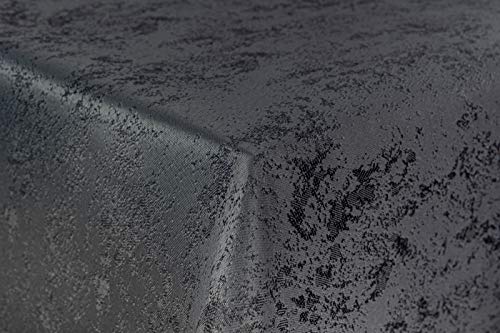 First-Tex Tischdecke Damast Jacquard Brilliant Meliert 160x220 oval in grau mit gerade Saumkante von First-Tex