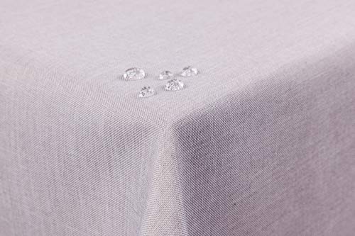 First-Tex Tischdecke Leinenoptik Lotuseffekt abwaschbar mit gerader Saumkante 160 rund in Silber/hellgrau von First-Tex