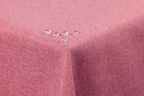 Tischdecke Leinenoptik Lotuseffekt abwaschbar mit gerader Saumkante 160 rund in rosa von First-Tex
