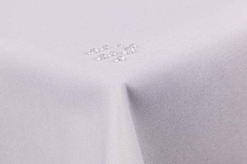 Tischdecke Leinenoptik Lotuseffekt abwaschbar mit gerader Saumkante 160x220 eckig in weiß von First-Tex