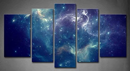 First Wall Art - Weltall Leinwand Bilder Abstrakter Bunter Nebel im Blauen Universum Wandbild Poster 5 Panel Modern Dekorationen Für das Wohnzimmer,Büro,Küche,Badezimmer,Schlafzimmer von First Wall Art