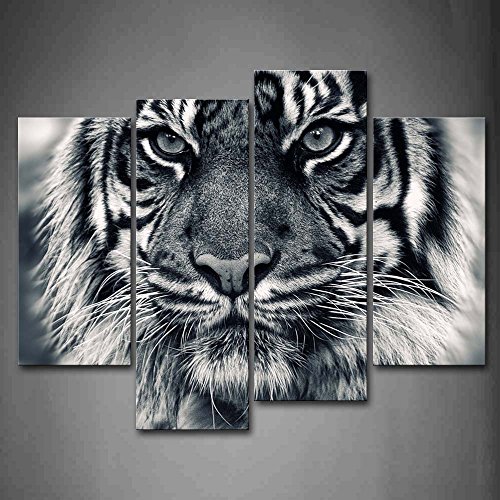 Schwarz und Weiß Brutalität Tiger mit Eye Staring und Bart Art Wand Bilder Kunstdruck auf Leinwand Tier die Bild für Home Moderne Dekoration von First Wall Art
