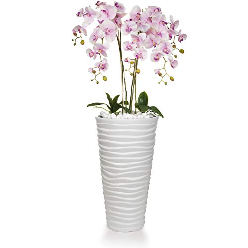 Künstliche Orchideen in großem Übertopf | Gesamthöhe: 120cm | EU Handarbeit | Farbe: Rosa von First