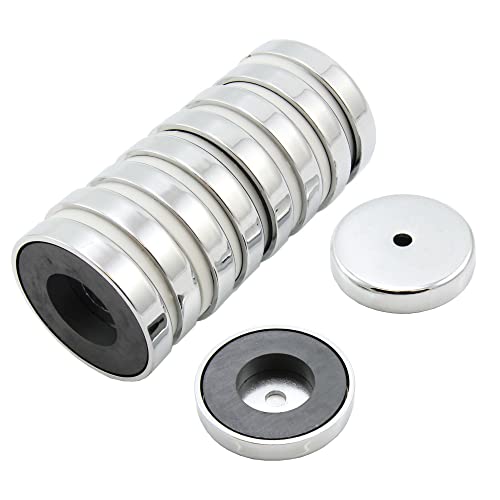 Ferrit - Topf - Magnet Für Kunst, Kunsthandwerk, Modellherstellung - 50mm Durchmesser x 10mm Dickes x 8,5mm Loch - 15,8kg Zug - Pack von 10 von first4magnets