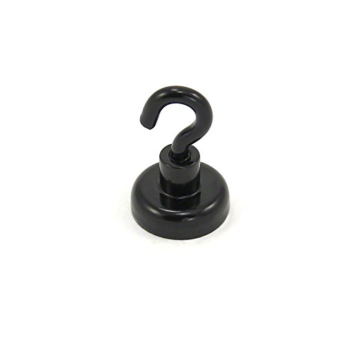 Schwarz Gestrichene Neodym -Hakenmagnet Mit M4 -Haken Für Kühlschrank, Whiteboard, Hinweis, Aktenschrank Oder Büro - 20mm Durchmesser x 30,5mm Hoch - 16,5kg Zug von first4magnets