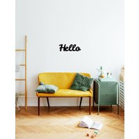 Hallo Zeichen Metall Wandkunst Perfekt Für Ihr Zuhause, Schwarzes Metallschild Hello, Benutzerdefinierte Metallschilder von FirstRoom