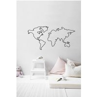 Mattschwarze Metall Weltkarte Wandkunst Modernes Stahl Dekor von FirstRoom