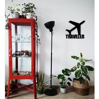 Metall Flugzeug Wandkunst Reisegeschenk, Mattschwarzer Stahl von FirstRoom
