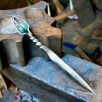 Handgeschmiedeter, Aventurin Brieföffner, Briefmesser von Firstlightforge