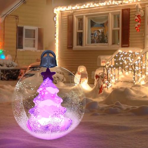 Beleuchtete aufblasbare Weihnachtskugel, 60 cm, transparent, aufblasbare Weihnachtskugeln aus PVC, für draußen, drinnen, Urlaub, Hof, Rasendekoration von Firulab