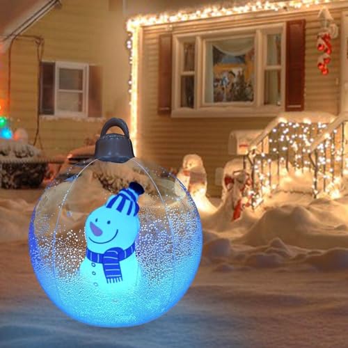 Beleuchtete aufblasbare Weihnachtskugel, 60 cm, transparent, aufblasbare Weihnachtskugeln aus PVC, für draußen, drinnen, Urlaub, Hof, Rasendekoration von Firulab