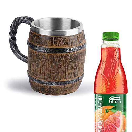 Firulab Holzbecher | 450 ml Old-Fashioned Stainless Whisky Barrel Cup | Handgefertigter Holzkrug Fass Edelstahl Bierkrug Tolle Geschenkidee zum Trinken von Kaffeetassen von Firulab