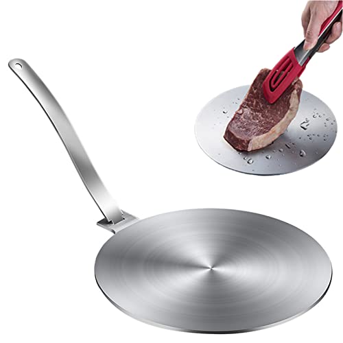 Firulab Induktionskochfeld Platte | Heat Diffuser Simmerring Platte | Edelstahl mit Edelstahlgriff, Induktions-Adapterplatte für Herdglas-Kochfeld-Konverter, Flammenschutz-Induktionskochfeld von Firulab