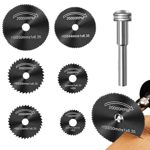 Firulab Winkelschleifer-Trennscheibe, Trennscheibe für Bohrer,6 Stück Metallschneidräder - 3,17 mm Schneidrad-Scheiben-Set, Holzbearbeitungs-Metallsägescheiben aus Kohlenstoffstahl für von Firulab