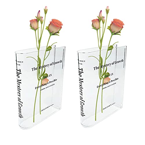 Firulab Klare Büchervase für Blumen | The Mystery of Growth 2023 Neue dekorative Büchervase aus Acryl | Bücherregal-Dekoration in Buchform für das von Firulab