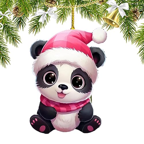 Panda-Ornament,Hängendes Acryl-Panda-Dekor | Niedlicher Bären-Ornament für Weihnachtsbaum, Wohnzimmer, Zuhause, Fenster, Outdoor, Auto, Rucksack, Panda-Ornamente Firulab von Firulab