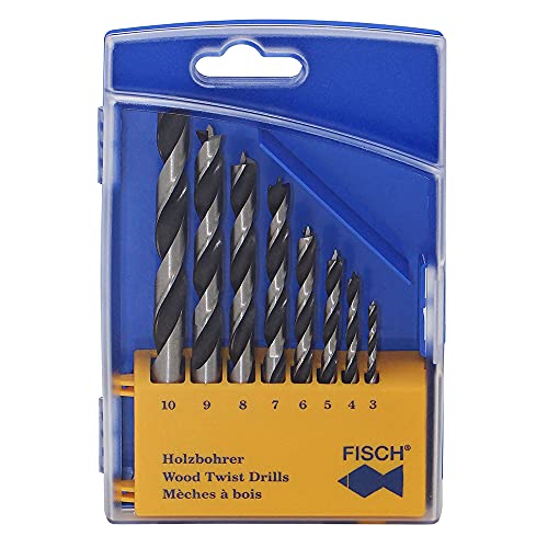 FISCH 01200008K Holzspiralbohrer-Kassette 0120 Bohrer ø 3-10 mm 8-teilig, 8 Stück von Fisch