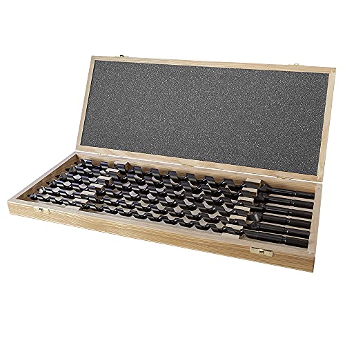Schlangenbohrer Elite Black Set Ø 12-14-16-18-20-22 mm, Länge 460 mm in einer Holzkassette von Fisch
