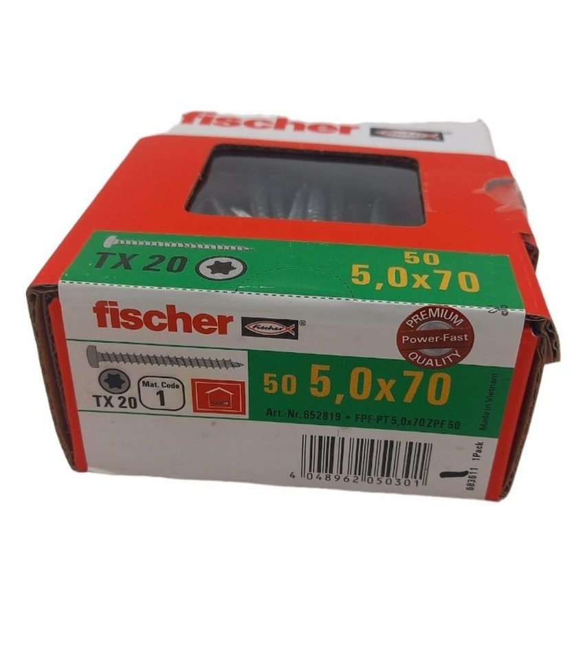 Fischer Befestigungstechnik Schraube 50x fischer Holzbauschrauben 5,0x70mm TX20Holzschrauben Vollgewinde, (50 St) von Fischer Befestigungstechnik