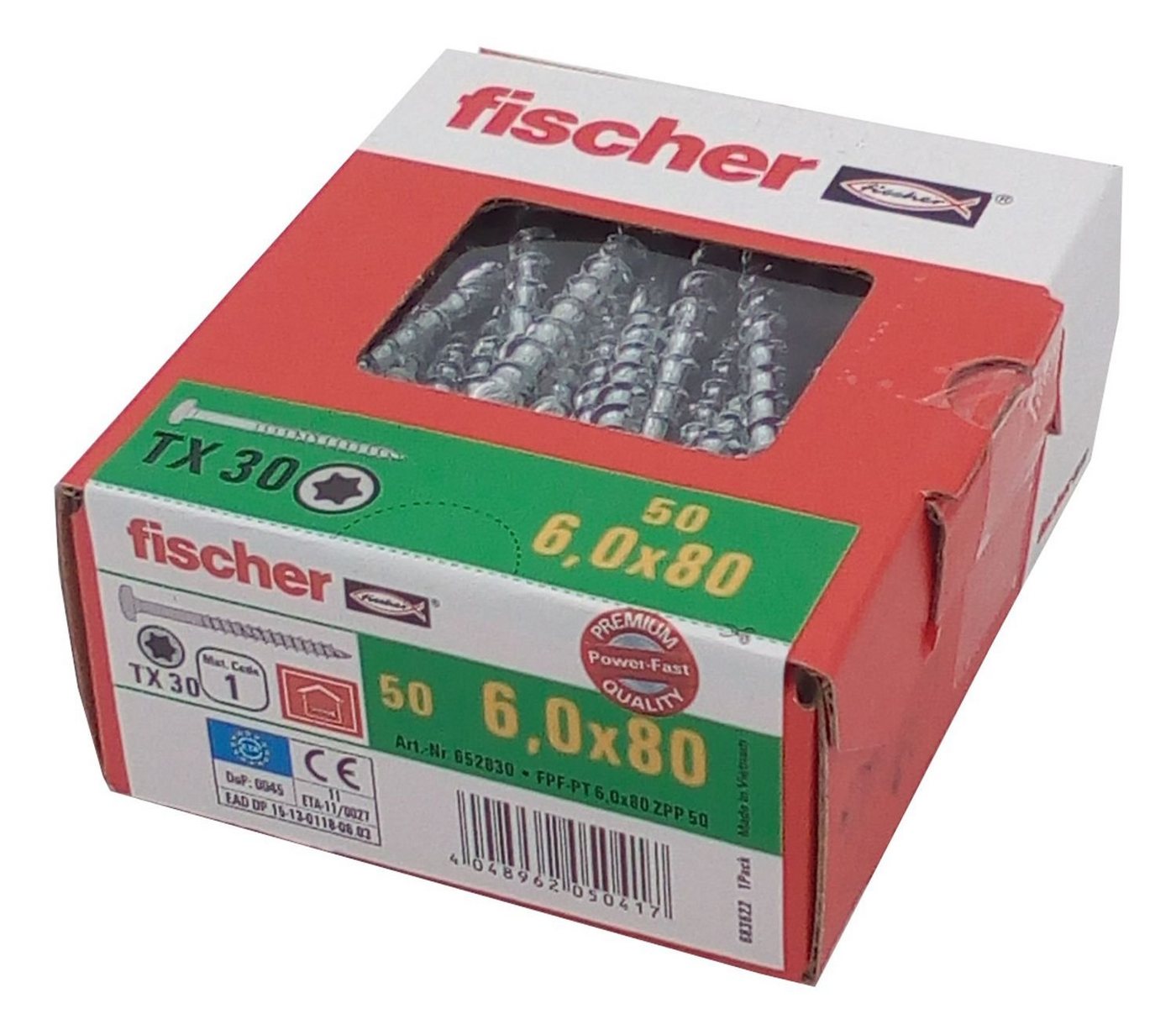 Fischer Befestigungstechnik Schraube 50x fischer Spanplattenschrauben 6,0x80 TX30 Holzschrauben verzinkt Te, (50 St) von Fischer Befestigungstechnik