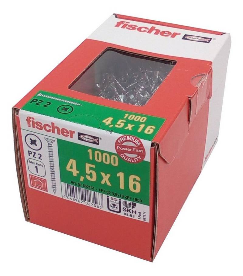 Fischer Befestigungstechnik Spanplattenschraube fischer Power Fast Spanplattenschrauben Holzschrauben verzinkt Vollgew, (1000 St) von Fischer Befestigungstechnik