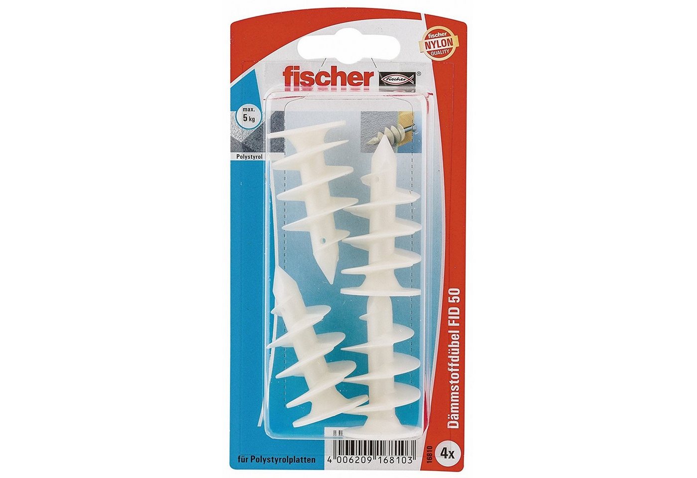 Fischer Befestigungstechnik Schrauben- und Dübel-Set FISCHER Dämmstoffdübel FID 50 K (4 Stk) von Fischer Befestigungstechnik