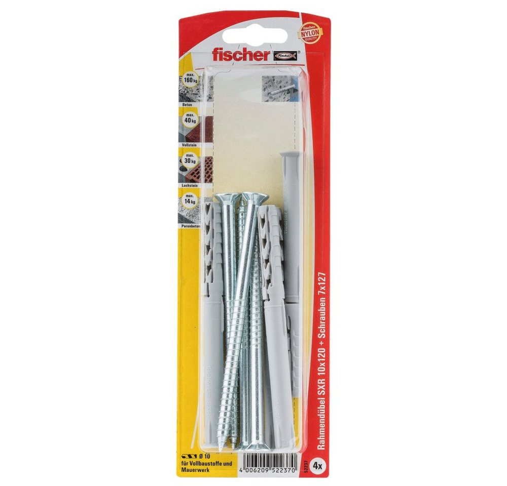 Fischer Befestigungstechnik Schrauben- und Dübel-Set FISCHER Rahmendübel mit Schraube SXR 10x120 TK (4 Stk) von Fischer Befestigungstechnik