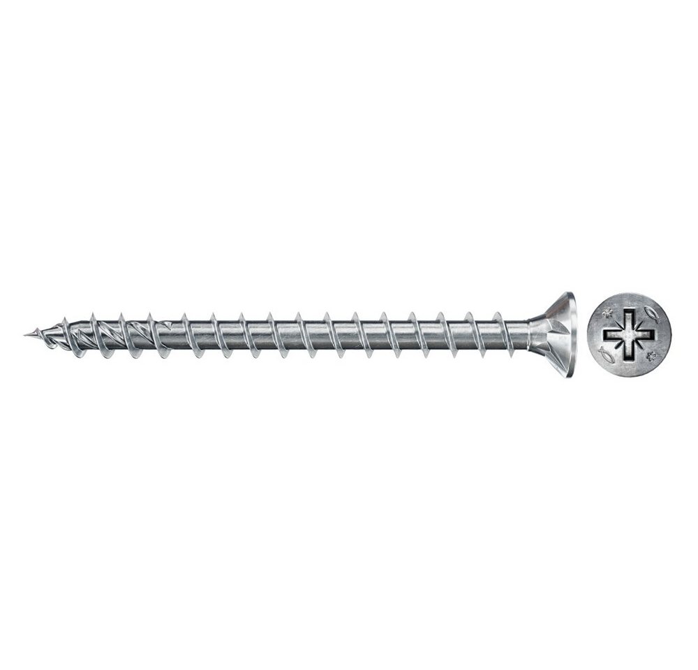 Fischer Befestigungstechnik Spanplattenschraube Power Fast II mit Senkkopf, Kreuzschlitz PZ, (Stahl weiß verzinkt, 200 St), 3,5x16 mm von Fischer Befestigungstechnik