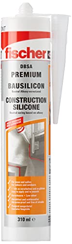 fischer Premium-Bausilikon, geruchsarmes Silikon, wetterfeste Dichtmasse für Innen & Außen, Kartusche für zahlreiche Anwendungen und Baustoffe, Langzeitschutz vor Schimmel, 310 ml, transparent von fischer