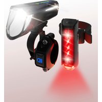 FISCHER Fahrrad Fahrradbeleuchtung "LED-Akku-Bel. Set PLUS 100/130 Fernlicht + TWIN STOP", (Set, 2, Front- und Rücklicht inkl. Ladekabel) von Fischer Fahrrad