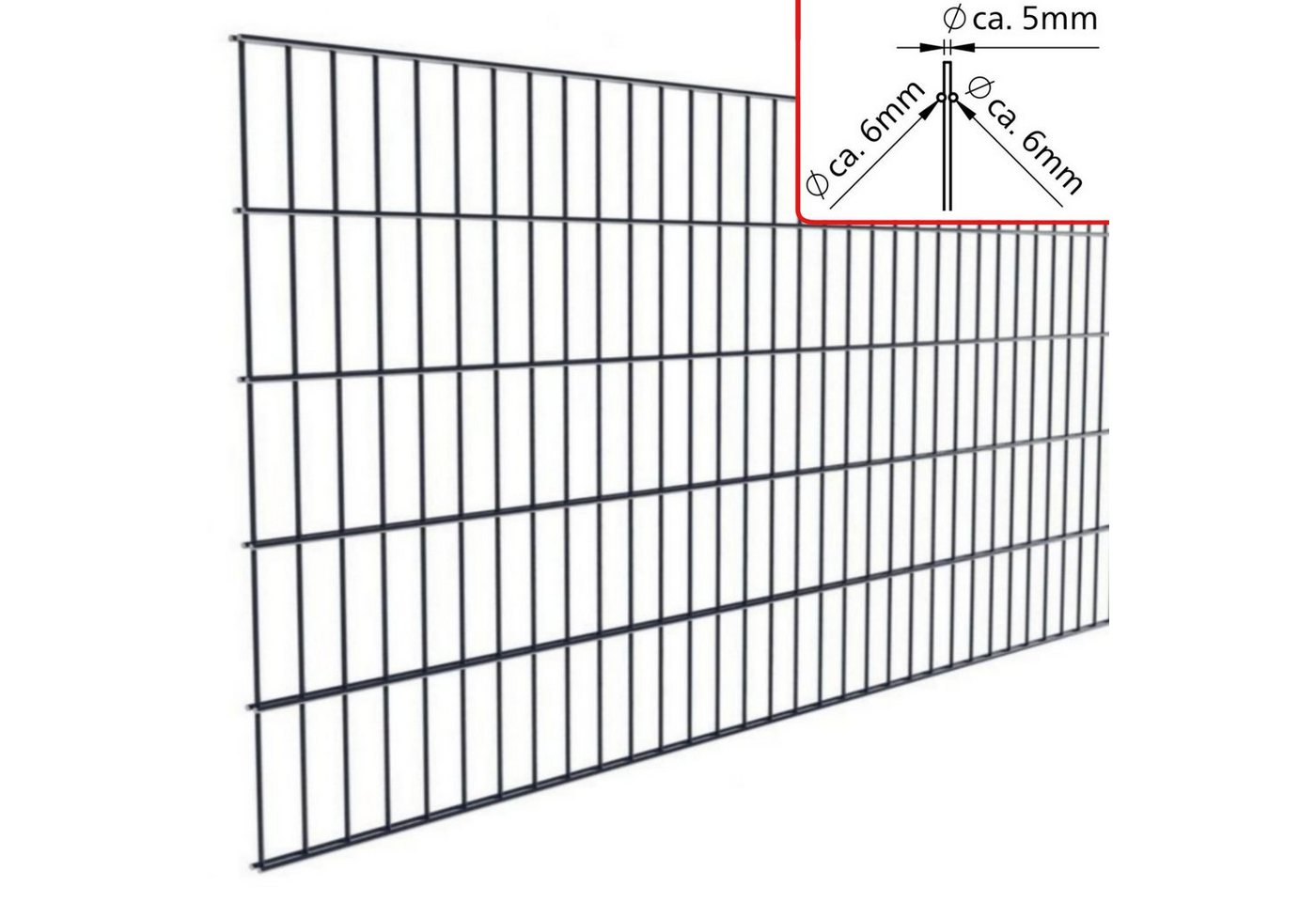 Fischer und Adamek Gartenzaun Doppelstabmattenzaun Element, (Höhe: 630 mm, Farbe: Anthrazitgrau), Einzelmatte von Fischer und Adamek