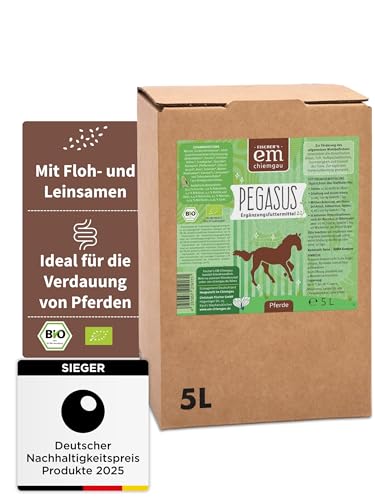 EM-Chiemgau Bio-Ergänzungsfuttermittel für Pferde 1L [Effektive Mikroorganismen] fermentierte Rezeptur mit Lein- und Flohsamen, Milchsäurebakterien, natürliche Bestandteile der Darmflora (5 L) von Fischer’s EM-Chiemgau
