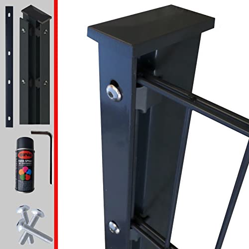 Doppelstabmattenzaun Komplettset 6/5/6mm in Anthrazit RAL7016 – Stabmattenzaun Gartenzaun - Pfosten mit Abdeckleiste und Zubehör Zaunhöhe: 1830 mm, Länge: 10 m | inkl 3 Eckpfosten von Fischer und Adamek